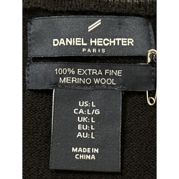 Daniel Hechter Mens Large Black V Neck Pullover Sweater 100% Merino Wool NWT - Picture 8 of 11